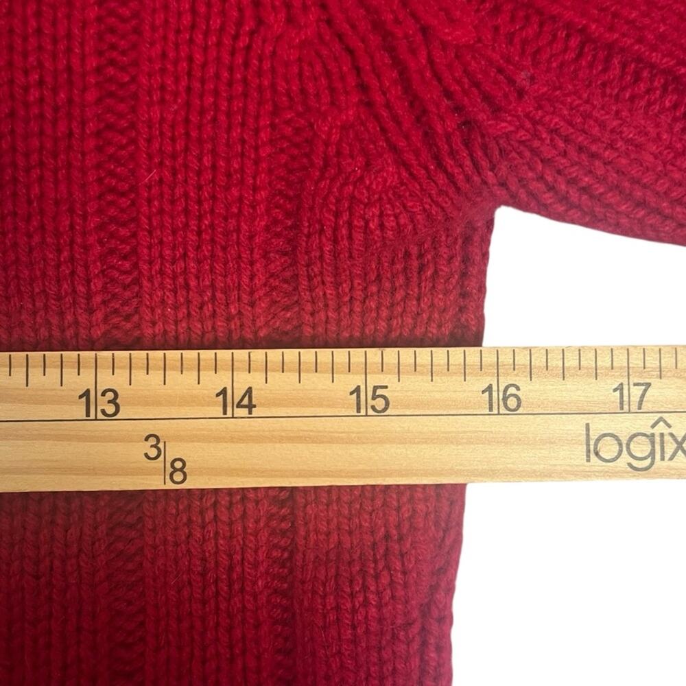 Vintage Red Cashmere Turtleneck Sweater Womens Medium Luxury Cable Knit - Picture 6 of 9